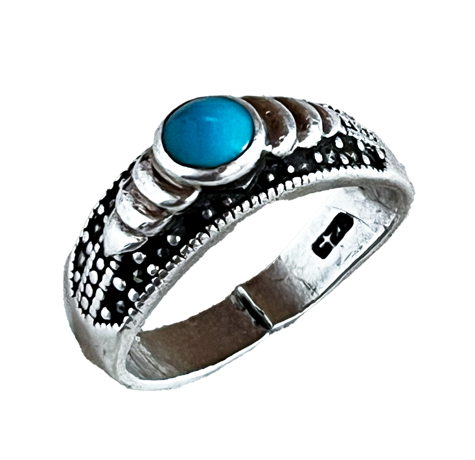 Anello argentato con pietra turchese