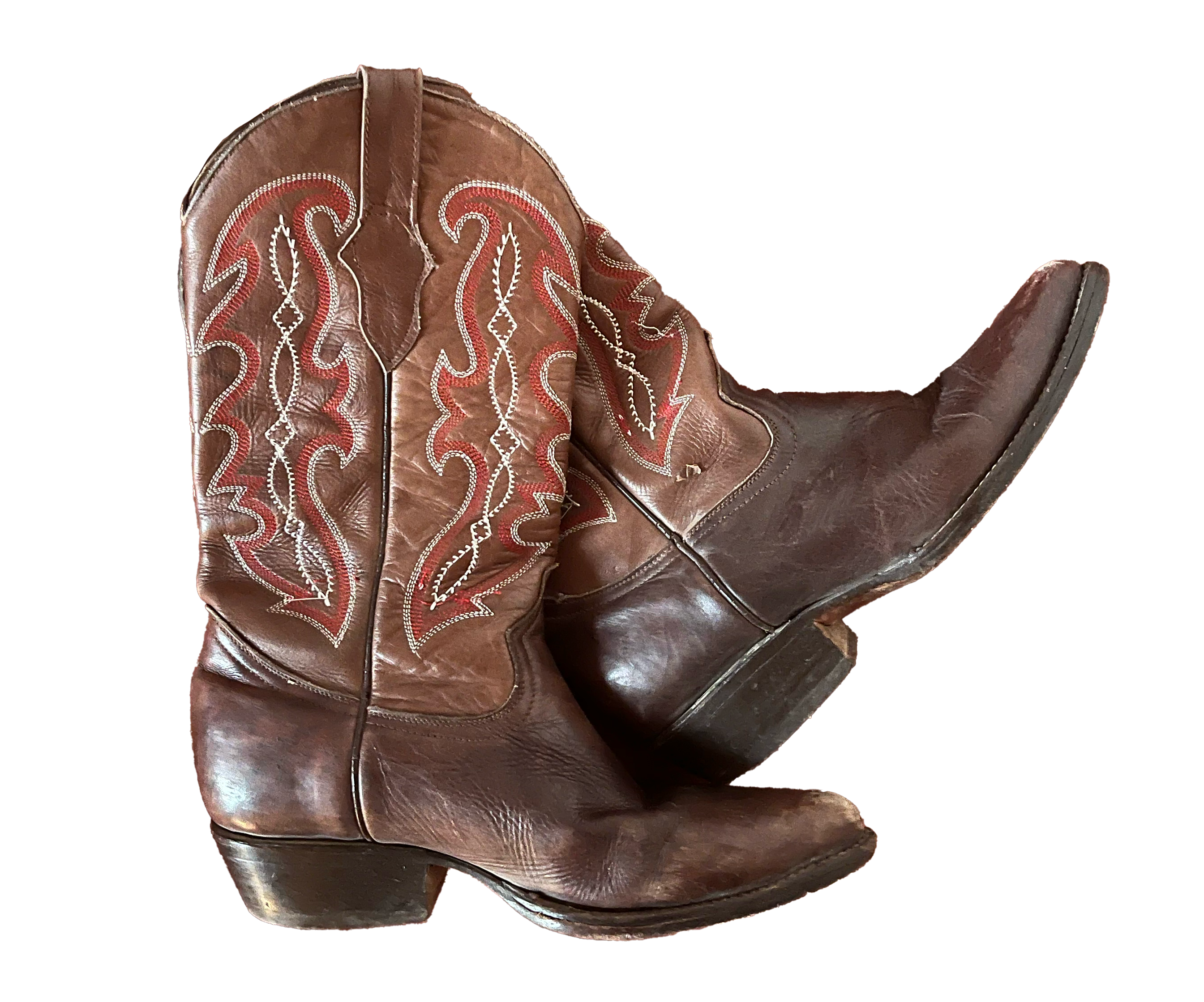 Stivali cowboy marroni con ricami